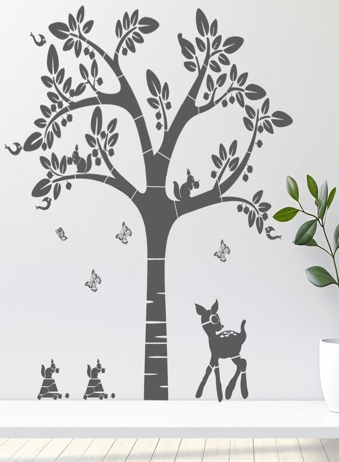 ARandNJ قوالب رسم جدارية من ARandNJ (المقاس: 24 × 40 بوصة) الموضوع: غزال وشجرة كبيرة، تصميم قابل لإعادة الاستخدام، مناسب لغرفة النوم، غرفة الرسم، غرفة المعيشة (عبوة من 3 قطع) - Image 4